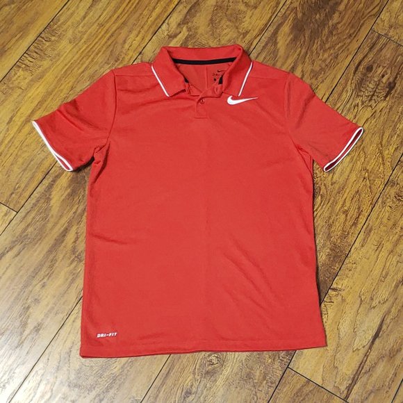 red nike collar shirt